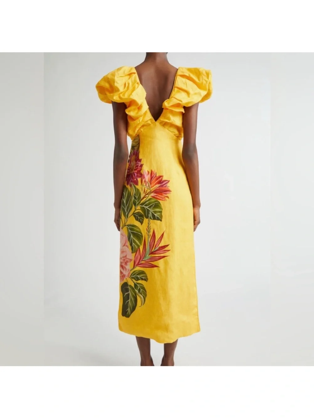 FARM Rio Off White Spring Awakening Tropical-Print Midi Dress - Picture 2 of 7